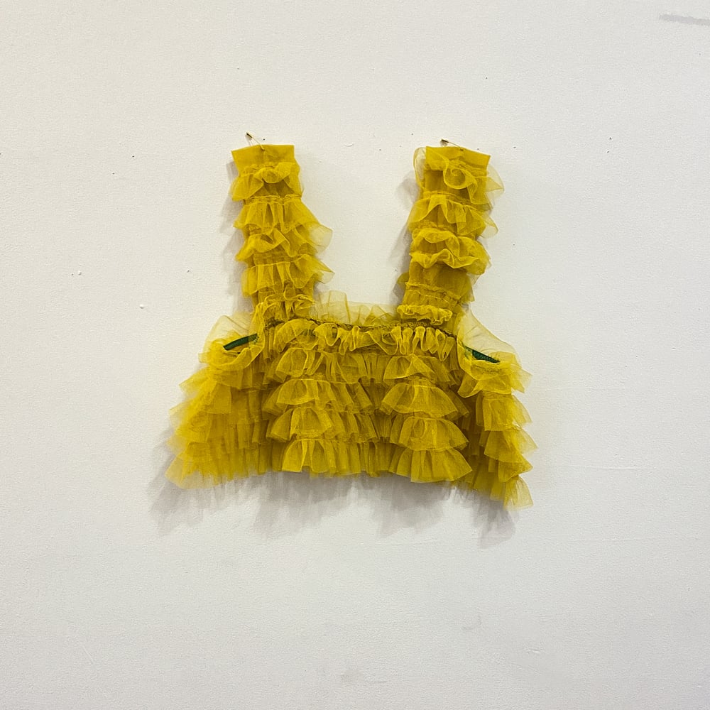 Yellow ruffle top / mask set 