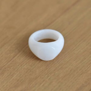 Image of White Agate antique style flat round face ring