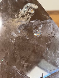 Image 22 of Smoky Quartz Natural Point With Rainbows On Stand #1456