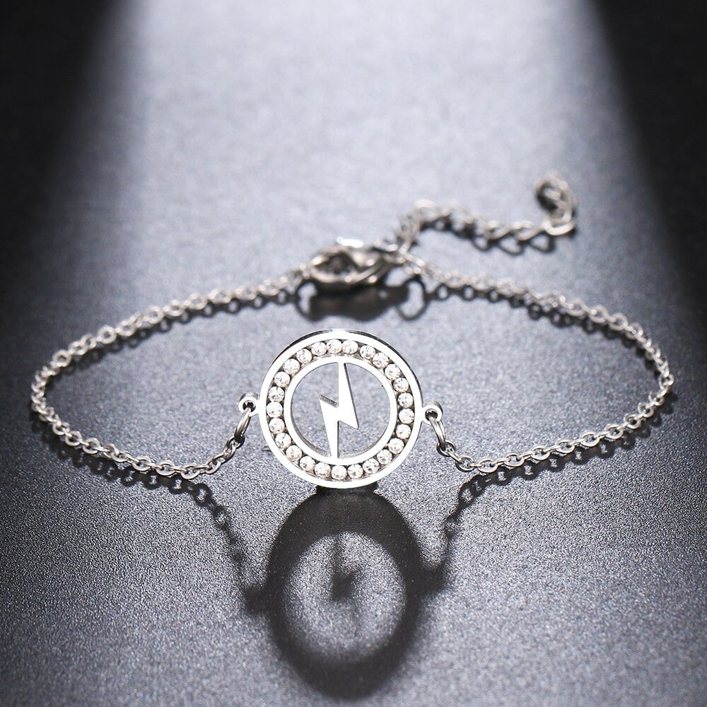 Lightning Bolt Pendant Bracelet (Stainless Steel)