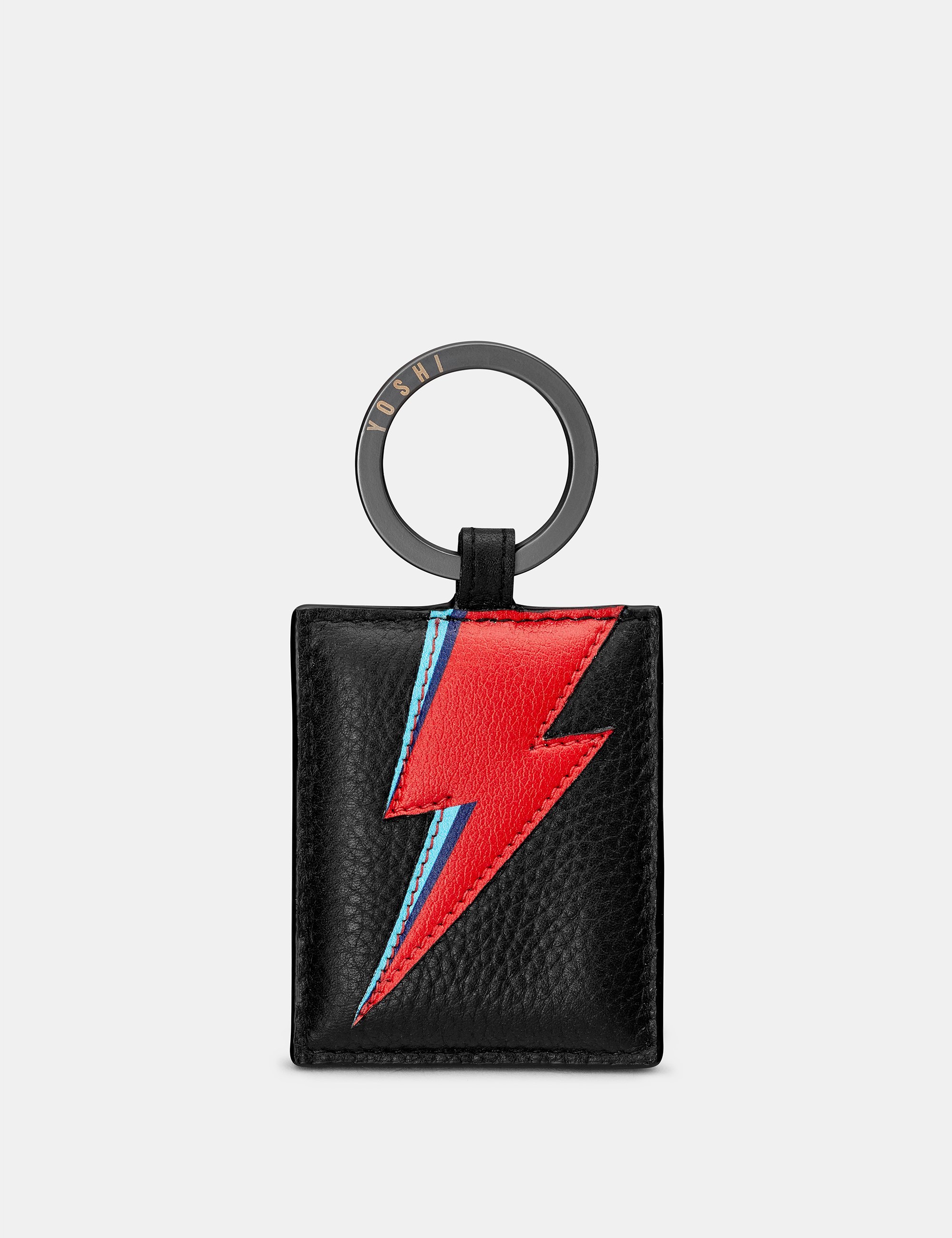 Lightning Bolt black leather Keyring BowieGallery - Main Image