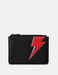 Image 1 of Lightning Bolt Black Leather Zip Top Franklin Purse