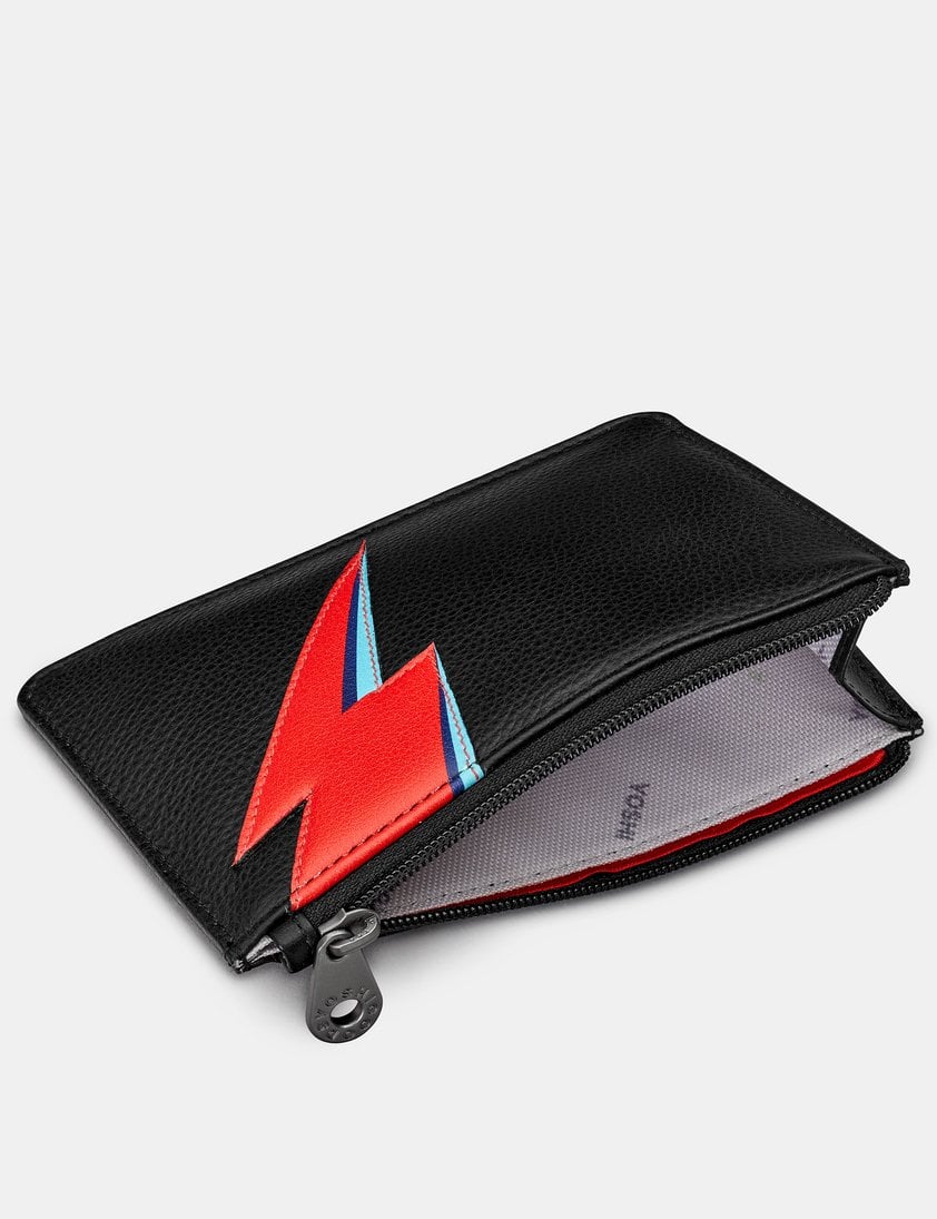 Lightning Bolt Black Leather Zip Top Franklin Purse