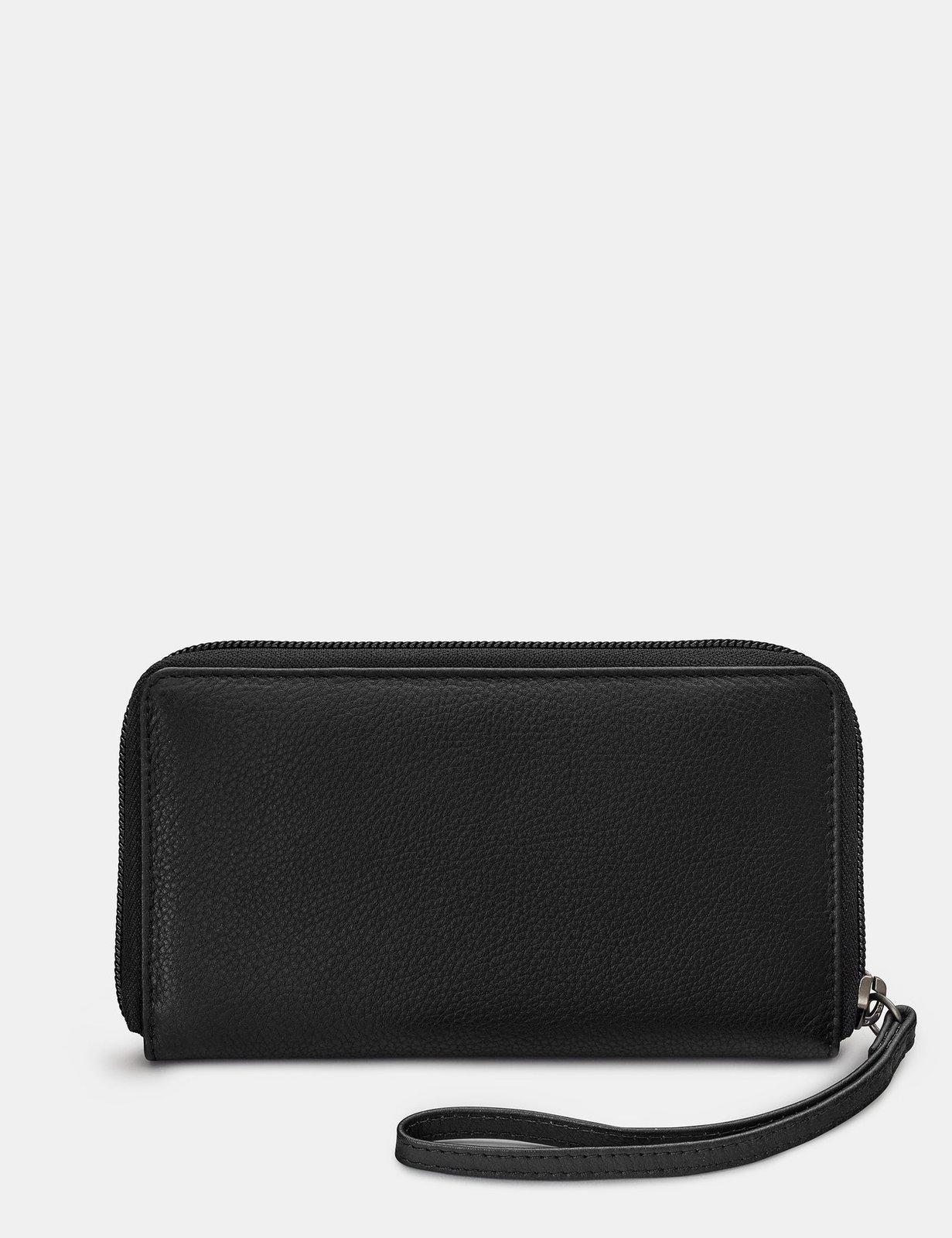 Black leather discount zip around purse