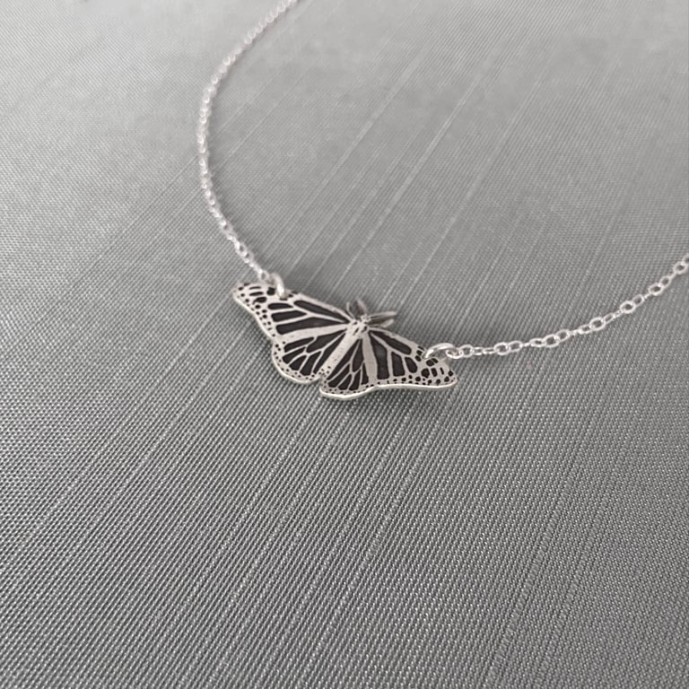 Sterling Silver Monarch Butterfly Necklace Image 3