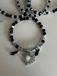 Image 5 of Black, White and Silver Skull Tumbler Bracelet Stack