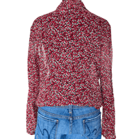 Image 4 of Sheer Crepe Crinkle Silk Floral Button Up Shirt - Size 12 Petite - Cottage Boho