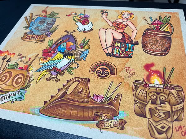 Image of Disney Inspired Traditional Tattoo Flash Sheet: D04 11x14