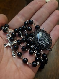 Image 3 of Black Rosary With Real Preserved Spider Web  - 2