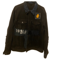 Image of Bob Marley Black  Preloved Patched Denim Jacket