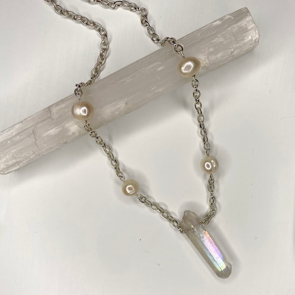 Image of quartz point chain necklace