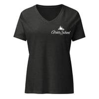 Image 3 of Women’s relaxed v-neck t-shirt with white screen print Grier logo