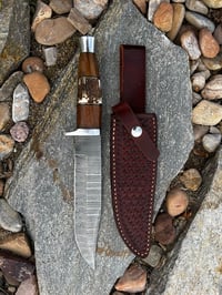 Image 2 of 13” Damascus knife w/ladder pattern 