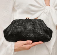 Image 1 of Black Straw Frame Clutch