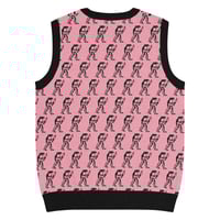 Image 16 of Eugene Teal - Frog with Knife Knit V-neck Vest - Pik and Black