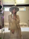early 1970s Mexican pintucked fan sleeve cotton wedding maxi dress