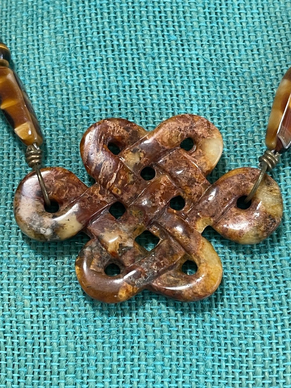 Celtic Knot Bead Necklace w/ Tigers Eye Beads 