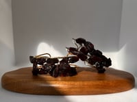Wire-wrapped Natural Garnet Raw Gemstone in Gold & Silver-Zinc Bangle