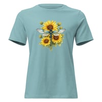 Image 6 of Women's Relaxed T-Shirt, Sunflower Dragonfly Bouquet Tee