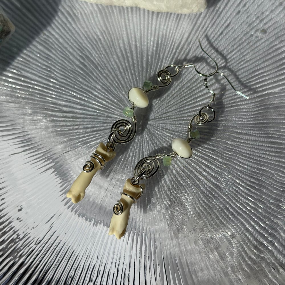 Image of dew drop bone earrings
