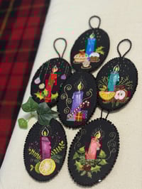 Image 2 of Christmas Candle, Golden Scrolls Hanging Ornament