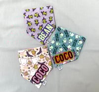 Image 1 of Halloween Personalised Bandanas / Witchy Frogs / Too Cute to Spook / Ghosts and Bats