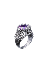 Image 1 of Dew Drop Ring - Sterling Silver & Amethyst // Size 6