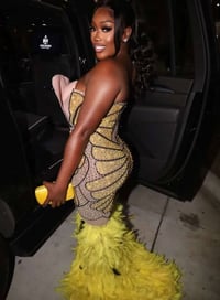 Image 5 of PETAL KISS FEATHER DRESS(MADE TO ORDER) yellow