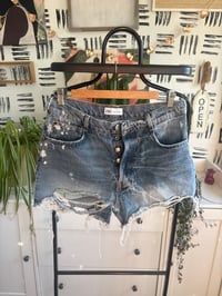 Image 1 of Zara distressed fringe shorts 
