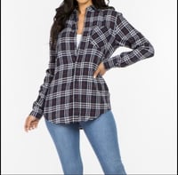 Image 1 of Unisex flannel Oversize Shirts Navy/wine 