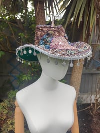 Image 3 of Dolly cowboy hat - recycled sari fabric silver coins