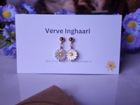 Image 4 of Dainty  Mother of Pearl Daisy Earrings