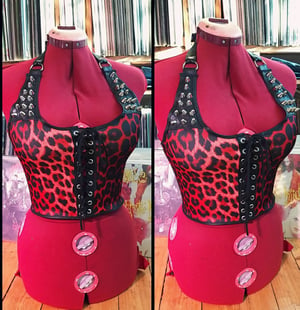 Image of Studded red leopard top S/M & M/L