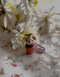 Image 3 of The Sproutlings- Lola the Bear Charm- Cute Handmade Polymer Clay Plant Keychain
