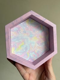 Image 4 of Small Pastel Galaxy Hexagon Dice Tray