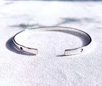 Image 2 of Childrens/adults sterling silver star and moon cuff bracelet (4mm wide). Celestial cuff bracelet.