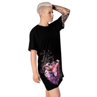 Image 2 of Black and Bright Pink Baphomet Goat Head Pastel Kawaii Inspired T-shirt dress