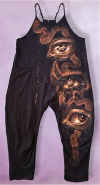 Image 1 of “WAVY EYES” CUSYOM BLEACH PAINTED BAGGY ROMPER LARGE