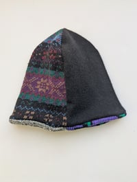 Image 2 of Upcycled Reversible Beanie Purple x Black Cashmere