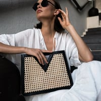 Image 1 of Rattan Clutch (NEW) Black