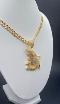 Image 2 of GOLD DIAMOND SHARK NECKLACE 