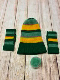 Image 4 of 4 in 1 Hat & Handwarmer Set, Size S (Teen - Small Adult) Green & Yellow