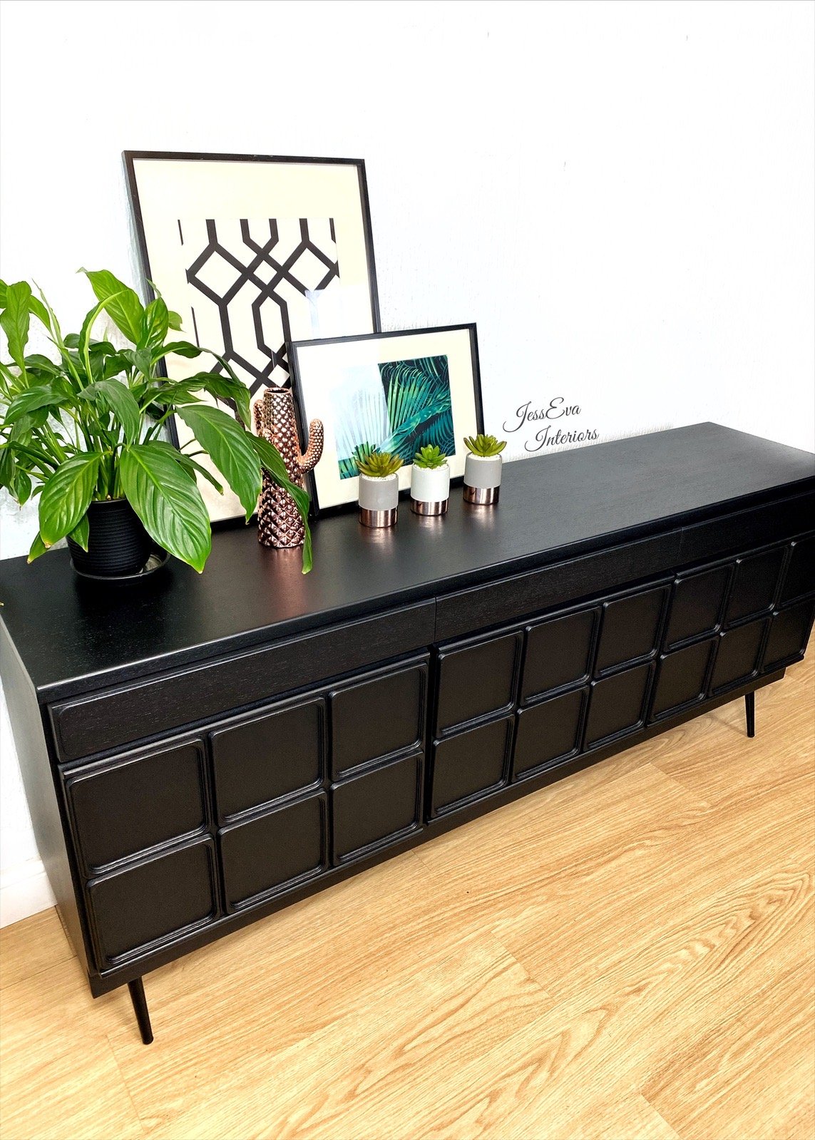 Black mid century deals cabinet