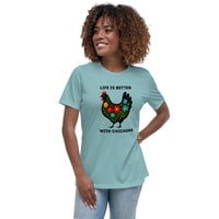 Image 5 of Women's Relaxed T-Shirt, Life Is Better With Chickens T-Shirt | Farm Life Floral Chicken Graphic Tee