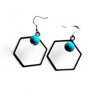 Turquoise Hexa Bead Earrings