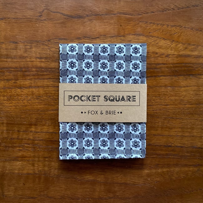 Black & White Floral Pocket Square 