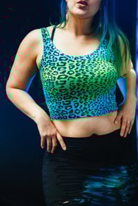 Image 3 of XS/S Tie Dye Leopard Print Crop Top