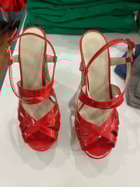 Image 2 of Nine West red patent leather sandals 