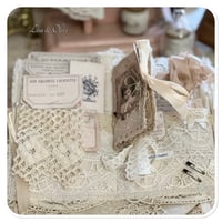 Image 4 of handmade sewing book needle book with lace samples