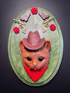 Large Sculpture: Green Cowboy Cat